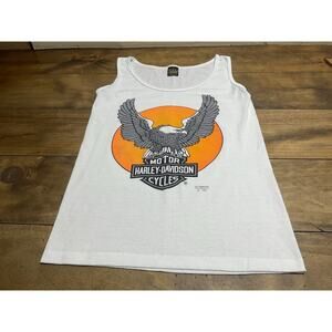 Vintage 3D Emblem Harley Davidson 1990 Eagle Graphic Tank Top Shirt Size Small